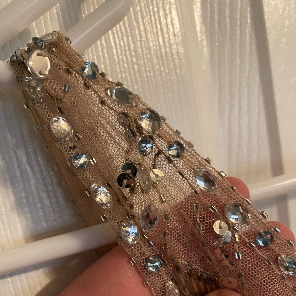 Xscape Aqua Dress with Beaded Straps - Picture 6 of 9